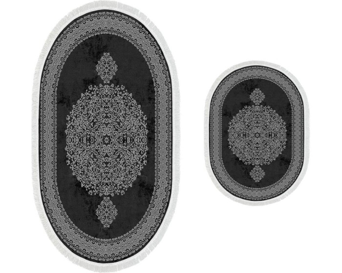 Sada 2 kusů koupelnových podložek Orient Ornamental Black černá