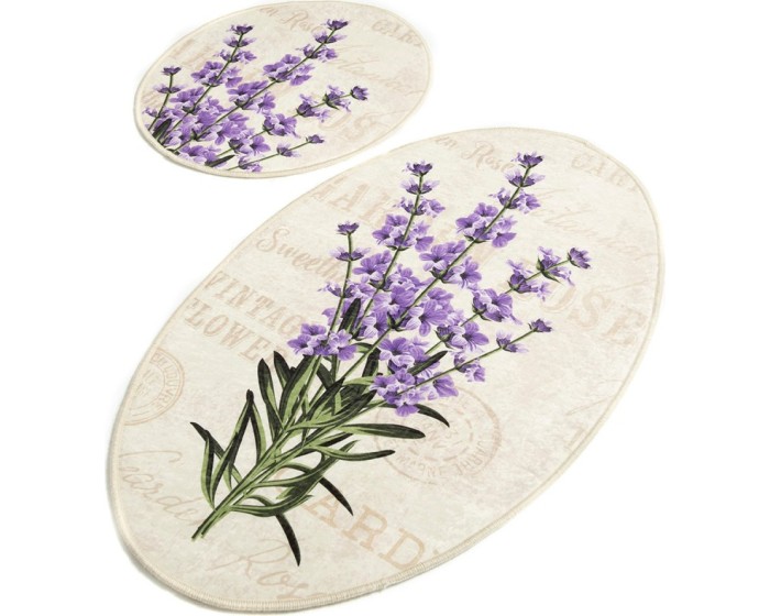 Sada 2 kusů koupelnových předložek Lavender béžová