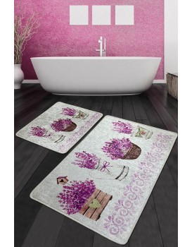 Sada 2 kusů koupelnových předložek Giardino Di Lavanda šedá/fialová