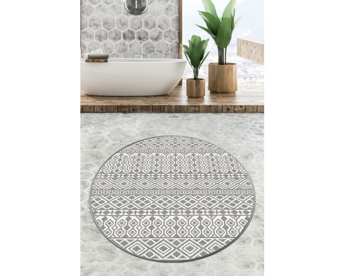 Koupelnová předložka Circle 80 cm šedá/bílá