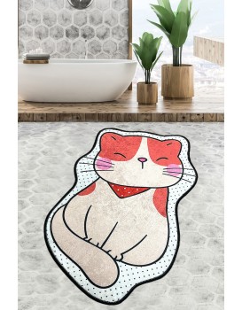 Koupelnový kobereček Katze 80 x 100 cm béžovo-červený