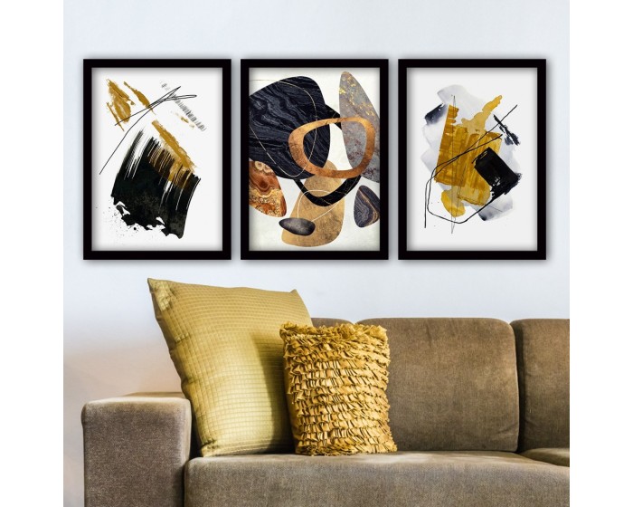 Sada obrazů Gold and Black 35x45 cm 3 ks