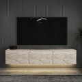 Závěsný TV stolek Neon Illuminated 160 cm travertin