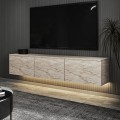 Závěsný TV stolek Neon Illuminated 160 cm travertin
