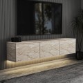 Závěsný TV stolek Neon Illuminated 160 cm travertin