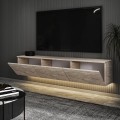 Závěsný TV stolek Neon Illuminated 160 cm travertin