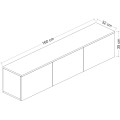 Závěsný TV stolek Neon Illuminated 160 cm travertin