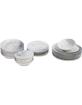 Porcelánová sada 24 ks talířů Pearl bílá/šedá