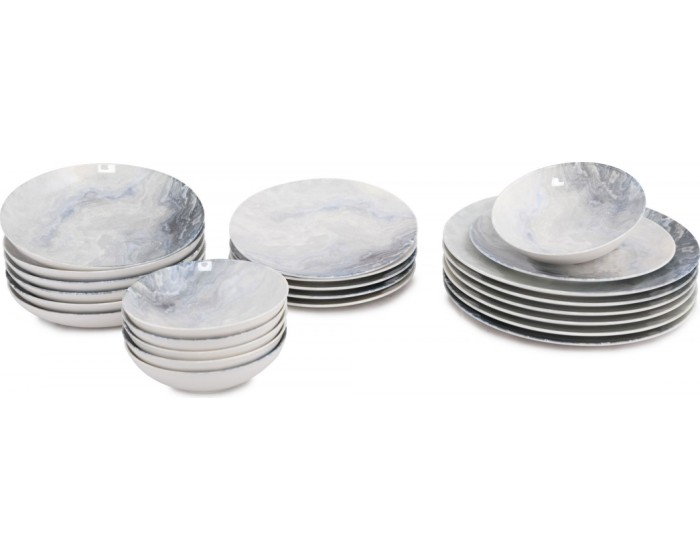 Porcelánová sada 24 ks talířů Pearl bílá/šedá