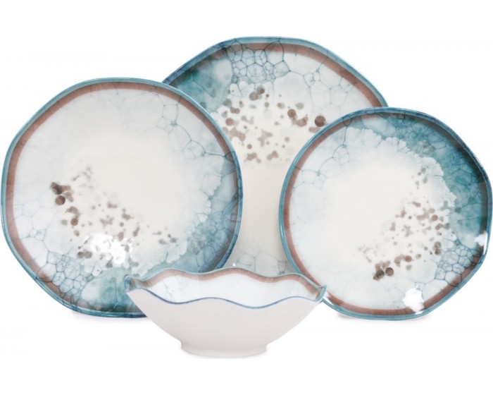 Porcelánová sada 24 ks talířů Abstract I bílá/modrá