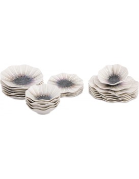 Porcelánová sada 24 ks talířů Abstract bílá/modrá