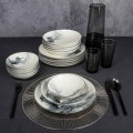 Porcelánová jídelní sada 24 ks talířů Shadow bílá/černá