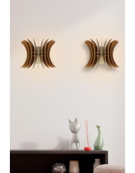Sada 2 nástěnných lamp Vol ořech
