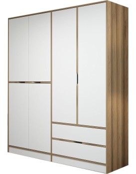 Šatní skříň Elina 180 cm bílá/ořech