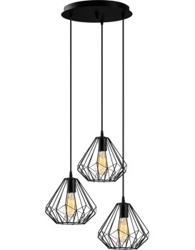 Závěsný lustr s 3 žárovkami Diamond II černý