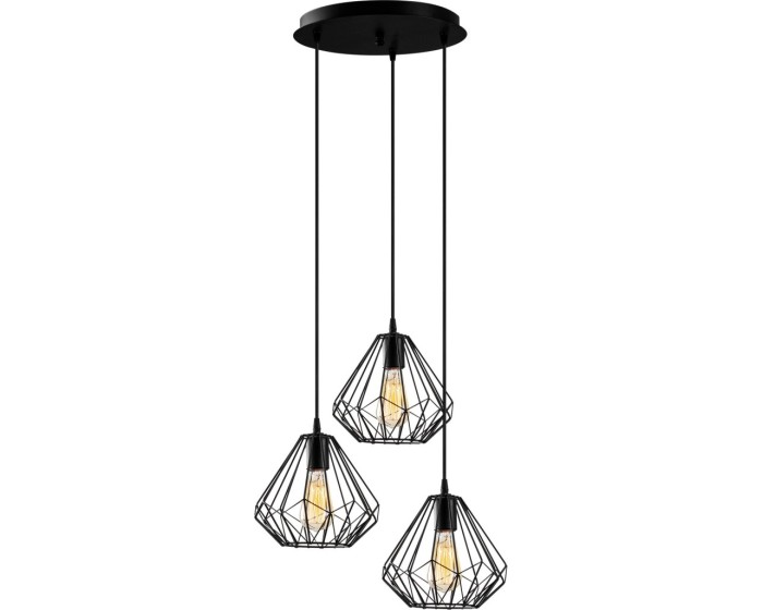 Závěsný lustr s 3 žárovkami Diamond II černý