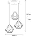 Závěsný lustr s 3 žárovkami Diamond II černý