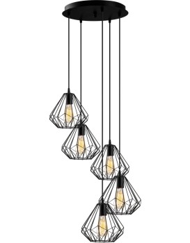 Závěsný lustr s 5 žárovkami Diamond III černý