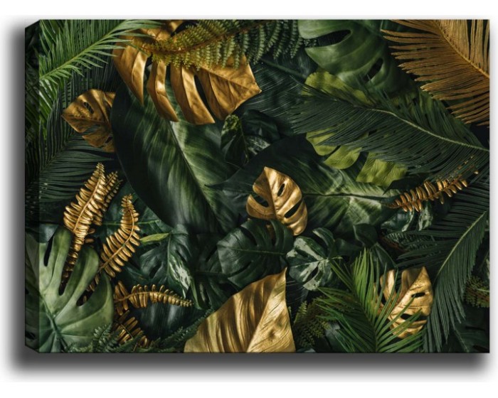 Obraz GREEN AND GOLD LEAVES 70 x 100 cm