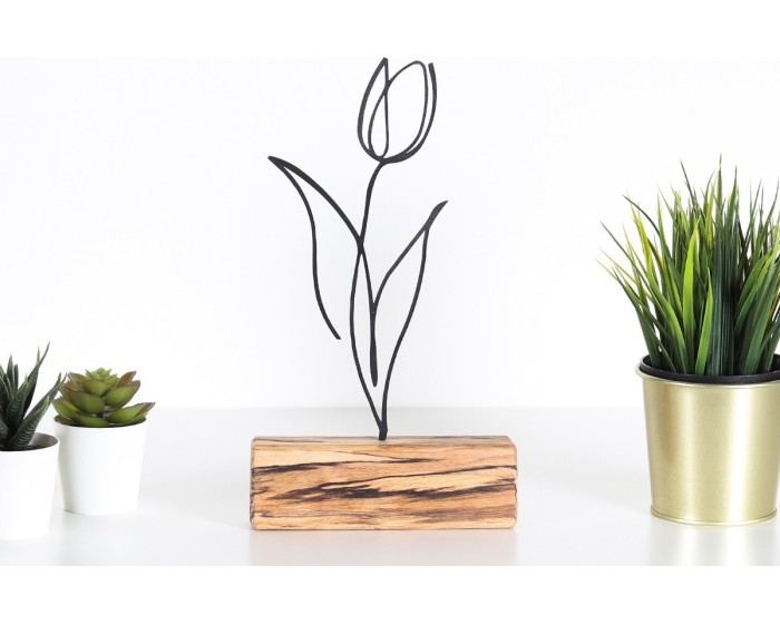 Kovová dekorace Tulip 30 cm černá
