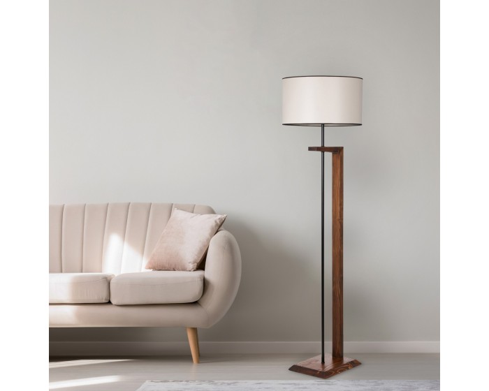 Stojací lampa Menekşe Ceviz 163 cm krémová