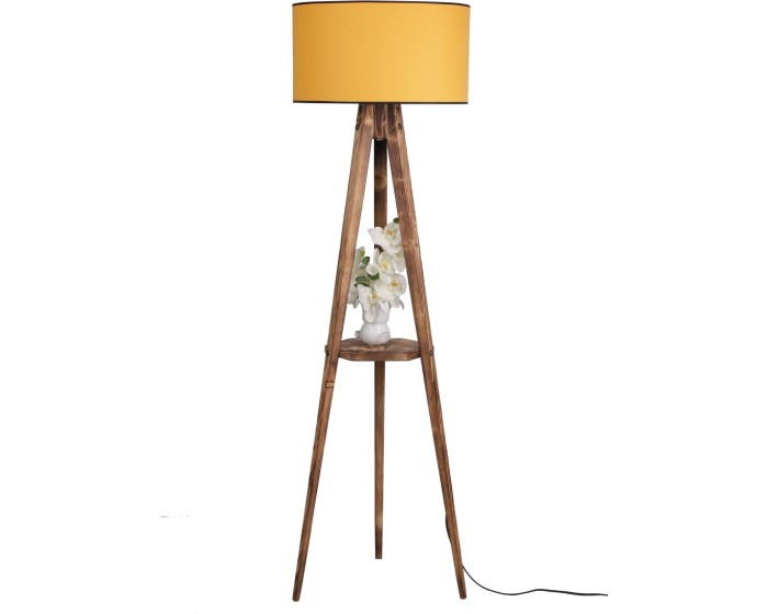 Stojací lampa Sehbali IV 153 cm hnědá/žlutá