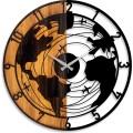 Dekorativní nástěnné hodiny WALLIE WOODEN WORLD MAP 56 cm ořech/černé