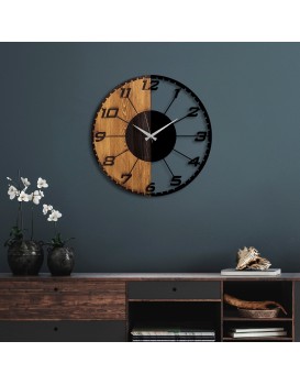 Dekorativní nástěnné hodiny WALLIE LINEAR 56 cm ořech/černé