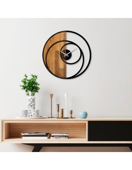 Dekorativní nástěnné hodiny WALLIE CIRCLE 56 cm ořech/černé