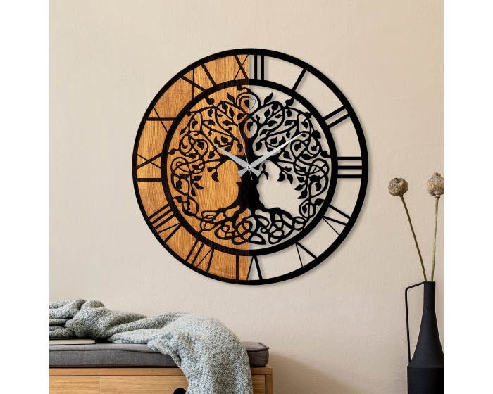 Dekorativní nástěnné hodiny WALLIE TREE LIKE 56 cm ořech/černé