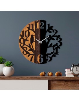 Dekorativní nástěnné hodiny WALLIE TREE 56 cm černé/ořech