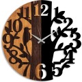 Dekorativní nástěnné hodiny WALLIE TREE 56 cm černé/ořech
