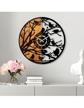 Dekorativní nástěnné hodiny WALLIE WOODEN 56 cm ořech/černé