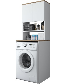 Koupelnová skříňka nad pračku KD101 ořech/bílá