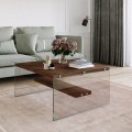 Konferenční stolek GLASS 75 cm ořech