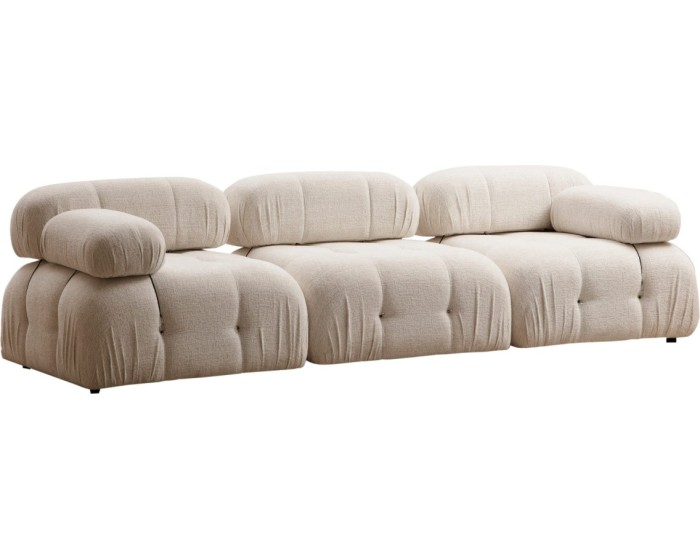 Třímístná modulární pohovka Bubble 288 cm bouclé krémová
