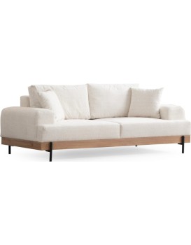 Třímístní pohovka Eti 220 cm bílá/dub přírodní