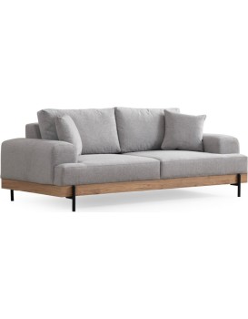 Třímístní pohovka Eti 220 cm šedá/dub přírodní