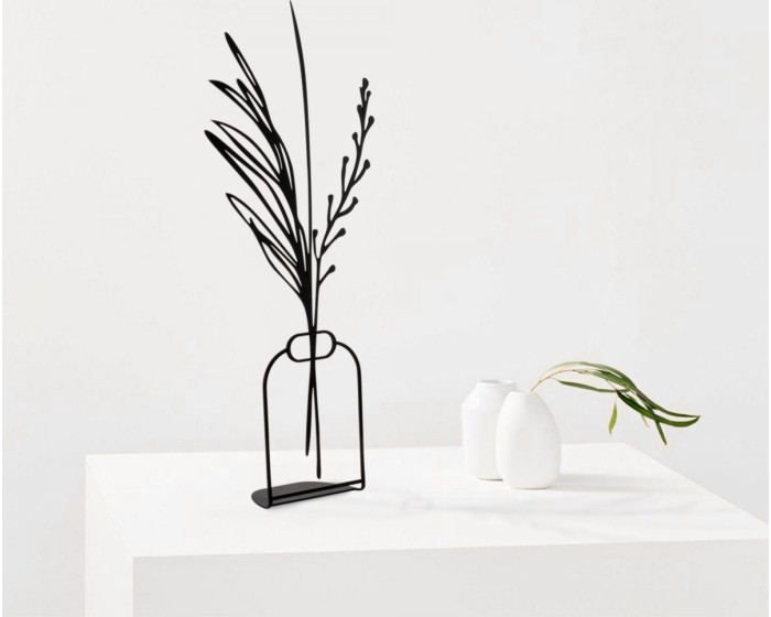 Kovová dekorace Flowerpot VIII 44 cm černá