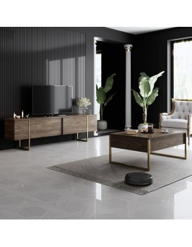 Sada nábytku do obývacího pokoje Luxe ořech/zlatá II