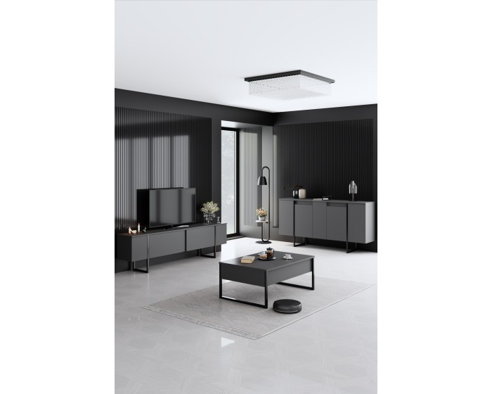 Sada nábytku do obývacího pokoje Luxe antracit/černá
