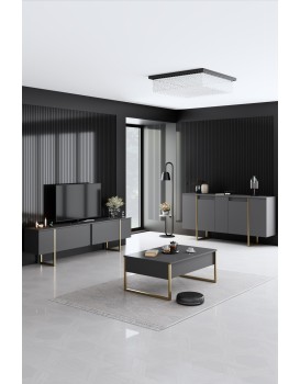 Sada nábytku do obývacího pokoje Luxe antracit/zlatá