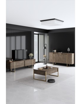 Sada nábytku do obývacího pokoje Luxe ořech/zlatá