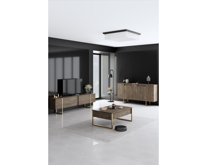 Sada nábytku do obývacího pokoje Luxe ořech/zlatá