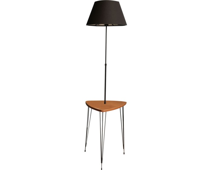Stojací lampa TM2002 se stolkem černá/ořech