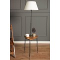 Stojací lampa TM2002 se stolkem bílá/ořech