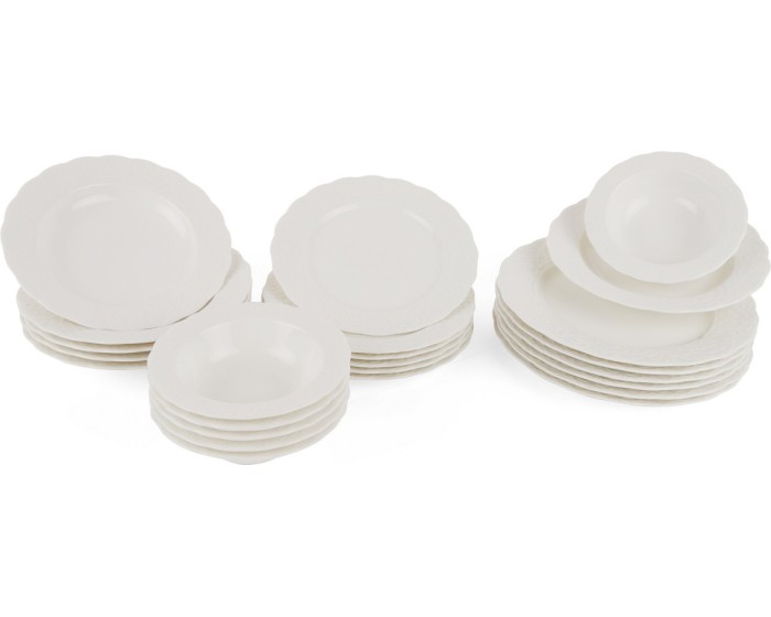 Porcelánová sada 24 ks talířů Hermina bílá
