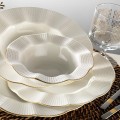 Porcelánová sada 24 ks talířů Creamy Gold bílá/zlatá