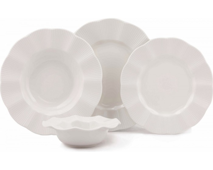 Porcelánová sada 24 ks talířů Seline krémově bílá