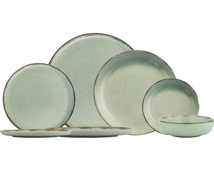 Porcelánová sada 24 ks talířů GreenFantasy zelená
